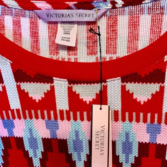 VS | NWT Fair Isle Waffle Knit Tribal Aztec Long Sleeve Holiday Thermal Shirt - Picture 5 of 7